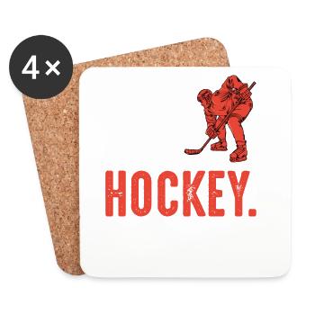 EAT SLEEP HOCKEY REPEAT - Untersetzer (4er-Set) - Weiß - Vorne