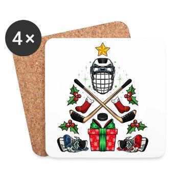 Hockey Weihnachten Helm Sticks - Untersetzer (4er-Set) - Weiß - Vorne