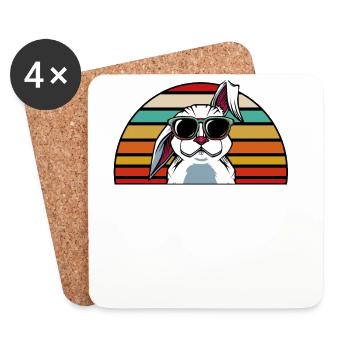 Best Bunny Dad Ever Retro - Coasters (set of 4) - white - Front