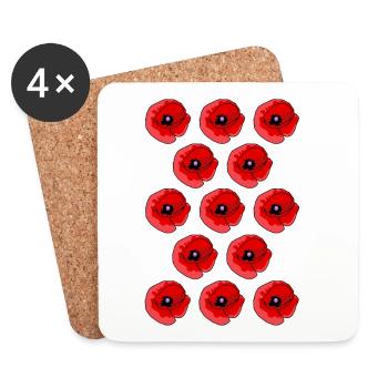 Abstrakte Mohnblumen Muster - Untersetzer (4er-Set) - Weiß - Vorne