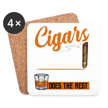 Cigars Solve Problems, Whiskey Does the Rest - Untersetzer (4er-Set) - Weiß - Vorne