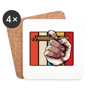 Cigare à la main – déjà occupé - Dessous de verre (lot de 4) - blanc - Devant