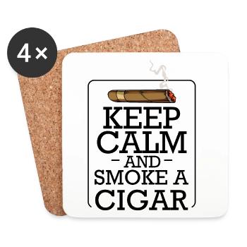 Cartoon Cigar with Smoke — Retro Style - Coasters (set of 4) - white - Front