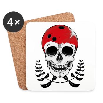 Bowling ball skull sport bowling laurel wreath - Coasters (set of 4) - white - Front