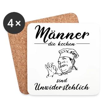 Les hommes qui cuisinent sont irrésistibles - Dessous de verre (lot de 4) - blanc - Devant