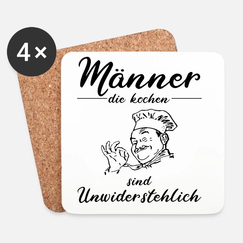 Männer die kochen sind unwiderstehlich - Untersetzer (4er-Set) - Weiß