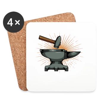 Post-apocalyptic blacksmithing - Coasters (set of 4) - white - Front