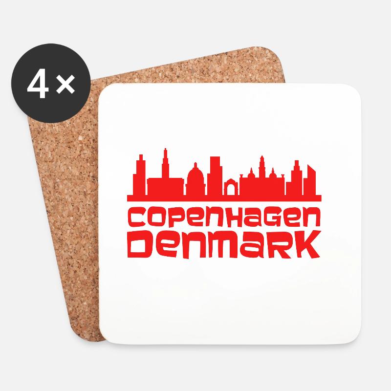 Kopenhagener Skyline Silhouette - Untersetzer (4er-Set) - Weiß