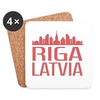 Stilvolle Riga Skyline Illustration - Untersetzer (4er-Set) - Weiß - Vorne