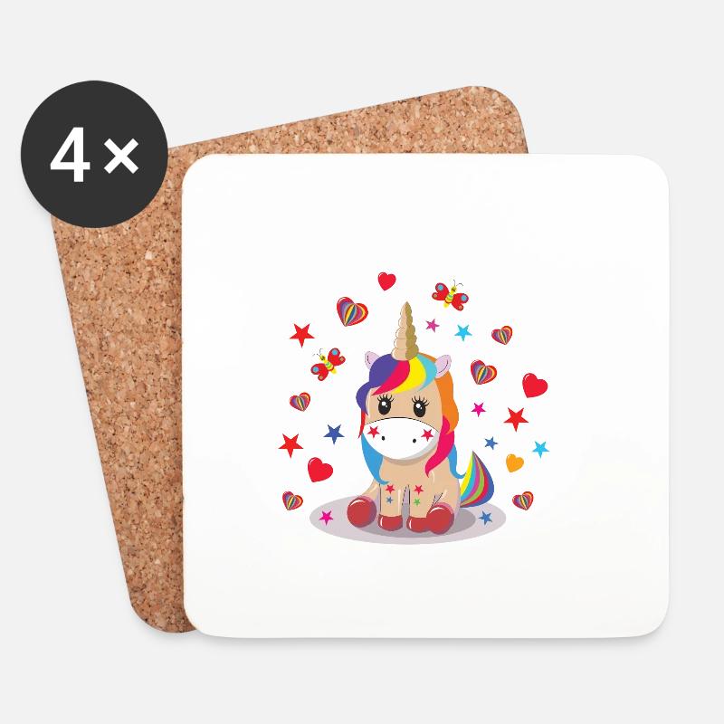 einhorn ,unicorn - Untersetzer (4er-Set) - Weiß