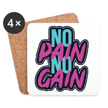 No Pain No Gain Motivationszitat im Fitnessstudio - Untersetzer (4er-Set) - Weiß - Vorne