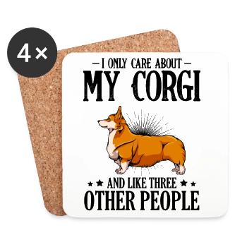 Orangener Corgi Illustration - Untersetzer (4er-Set) - Weiß - Vorne
