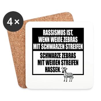 Rassismus Einfach Erklärt Mit Zebra Streifen - Untersetzer (4er-Set) - Weiß - Vorne