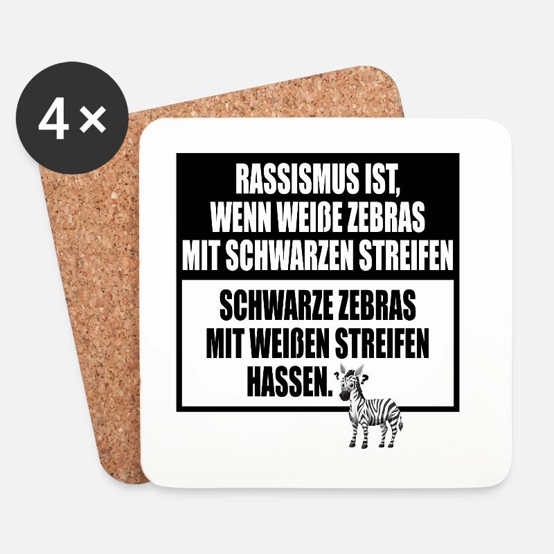 Rassismus Einfach Erklärt Mit Zebra Streifen - Untersetzer (4er-Set) - Weiß