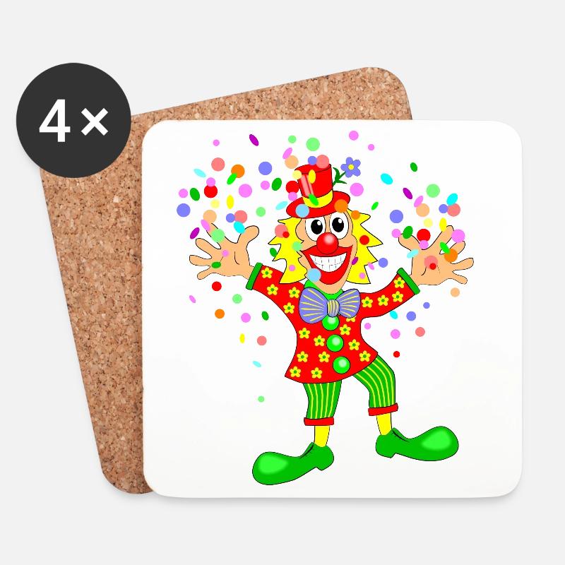 Karneval Clown - Untersetzer (4er-Set) - Weiß