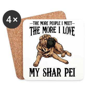 Lässiger Bulldoggen-Lounge-Print Shar Pei - Untersetzer (4er-Set) - Weiß - Vorne
