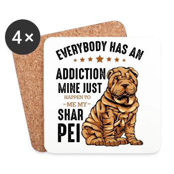 Bulldog with stars and text Shar Pei - Coasters (set of 4) - white - Front
