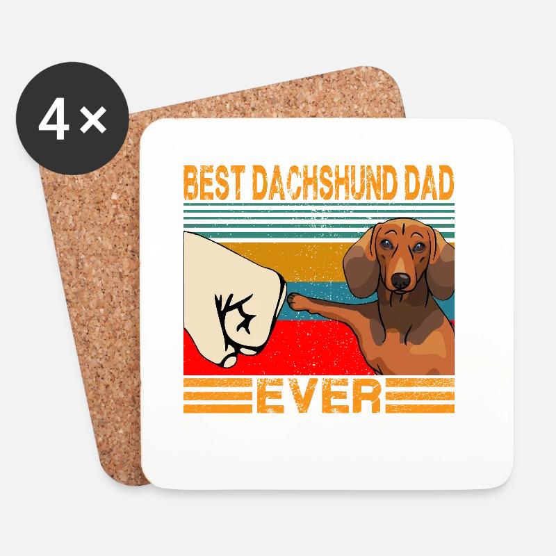 Bester Dackel Dad Ever Funny Cat Daddy Vatertag - Untersetzer (4er-Set) - Weiß