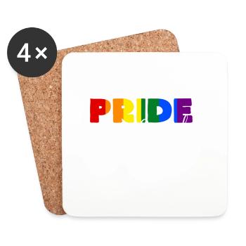 Pride Farbenrausch mit Proud Schrift - Untersetzer (4er-Set) - Weiß - Vorne