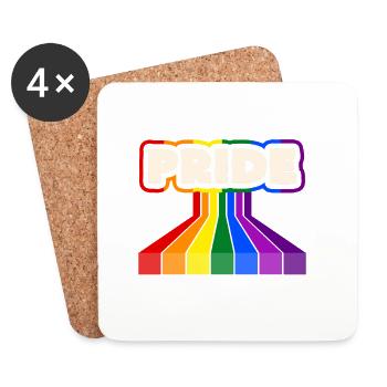 Pride Regenbogen Block-Design - Untersetzer (4er-Set) - Weiß - Vorne