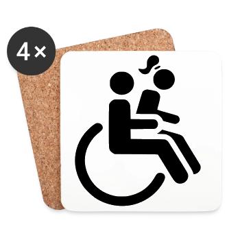 Wheelchair user with lady on lap # - Coasters (set of 4) - white - Front