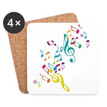 kunterbunte zusammengewürfelte Musik Noten - Untersetzer (4er-Set) - Weiß - Vorne