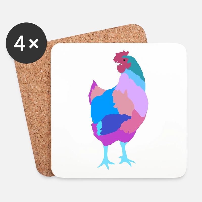Huhn Henne - Untersetzer (4er-Set) - Weiß