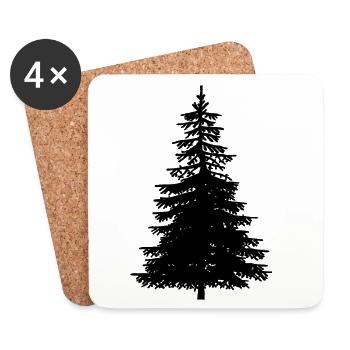 Fir Tree Nature Forest Ecology Nature Conservation Wilderness - Coasters (set of 4) - white - Front