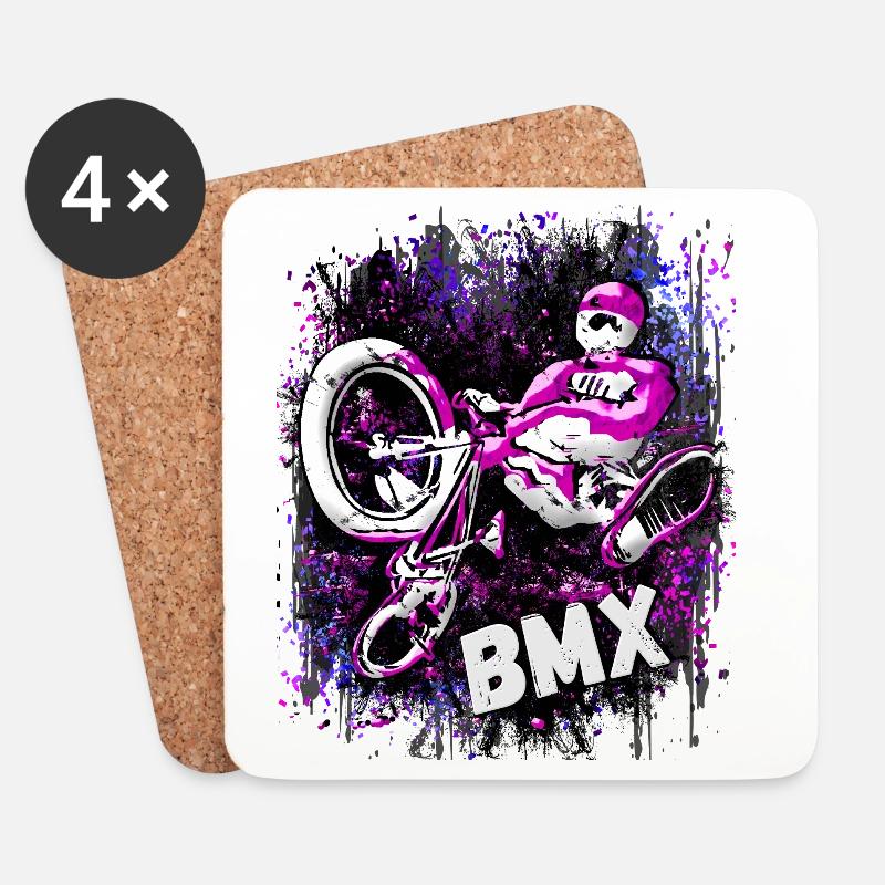 BMX / Bmx / bmx / Geschenkidee / Geburtstag - Untersetzer (4er-Set) - Weiß