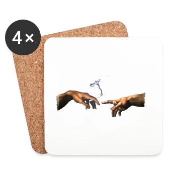 MichelAngelo a créé Adam Joint Cannabis - Dessous de verre (lot de 4) - blanc - Devant