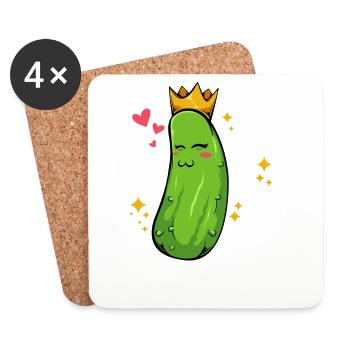 Pickle Queen – Königliche Gurke - Untersetzer (4er-Set) - Weiß - Vorne