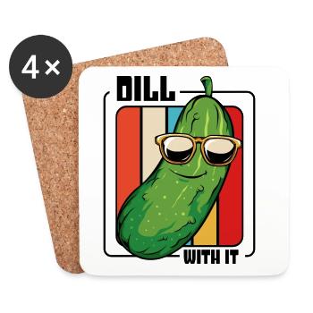 Gurke mit Sonnenbrille – Cartoon Pickle - Untersetzer (4er-Set) - Weiß - Vorne