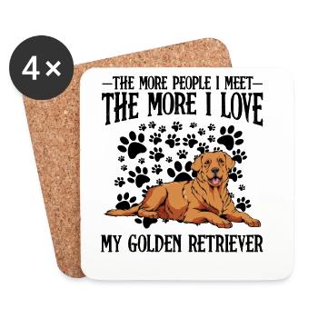 Reclining Golden Retriever Illustration - Coasters (set of 4) - white - Front