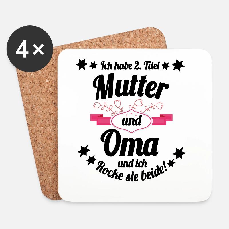 2 Titel Mutter & Oma & ich rocke sie beide! - Untersetzer (4er-Set) - Weiß