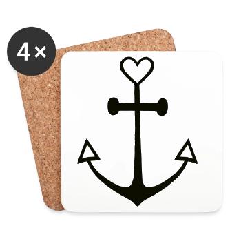 Cute Lines Ancre Anchor foi Amour Espérance Tatt - Dessous de verre (lot de 4) - blanc - Devant