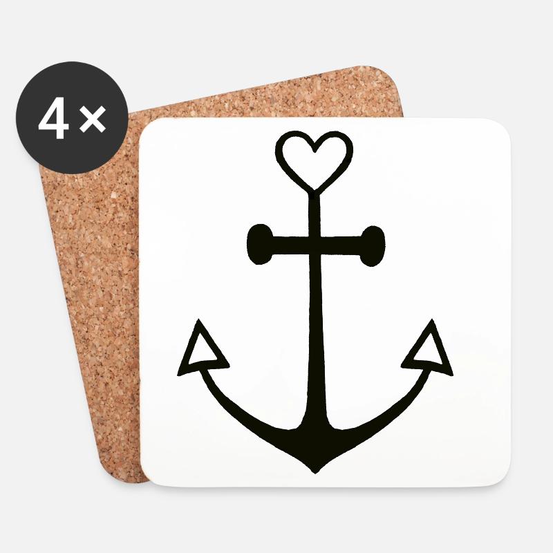 Cute Lines Anker Anchor Glaube Liebe Hoffnung Tatt - Untersetzer (4er-Set) - Weiß