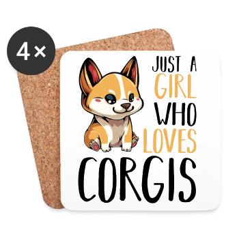 Corgi girl loves dogs - Coasters (set of 4) - white - Front