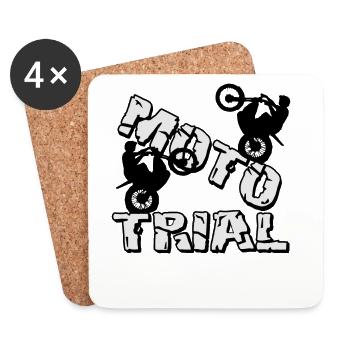 Moto Trial Wheelie - Motocross Moto Trial - Coasters (set of 4) - white - Front