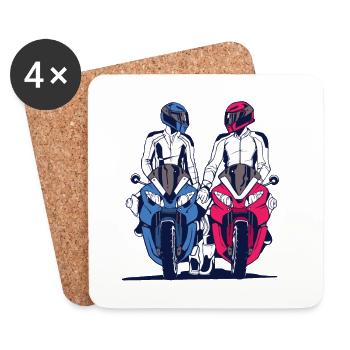 Motorcycle Couple Love - Coasters (set of 4) - white - Front
