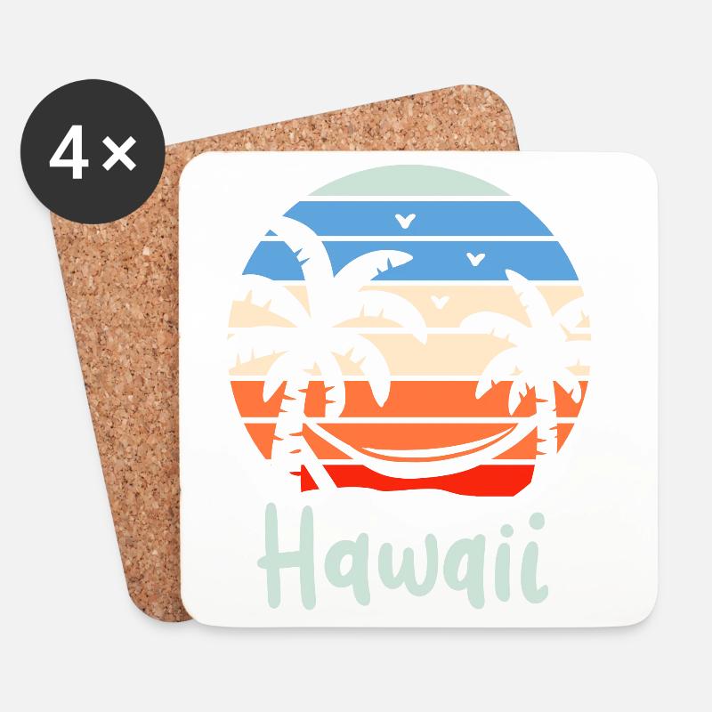 Hawaii Retro - Untersetzer (4er-Set) - Weiß