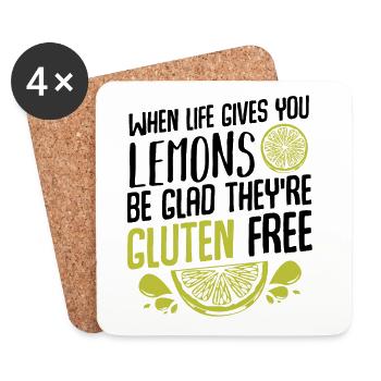 Glutenfrei Zitronen Limetten Grafik - Untersetzer (4er-Set) - Weiß - Vorne