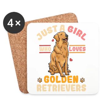 Golden retriever - Dessous de verre (lot de 4) - blanc - Devant