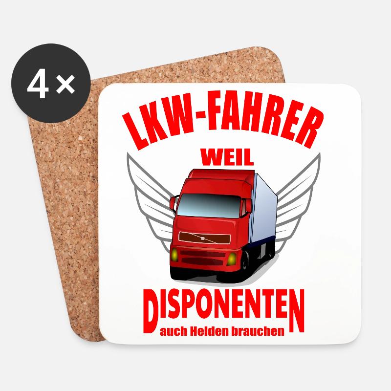LKW Fahrer - Untersetzer (4er-Set) - Weiß
