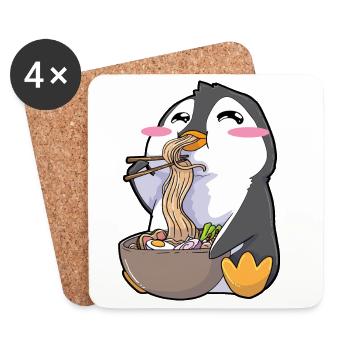 Lustiger Pinguin Ramen Kawaii - Untersetzer (4er-Set) - Weiß - Vorne