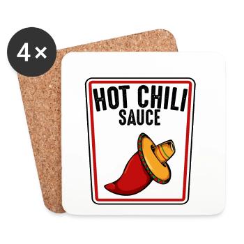 Spicy chili sauce illustration - Coasters (set of 4) - white - Front