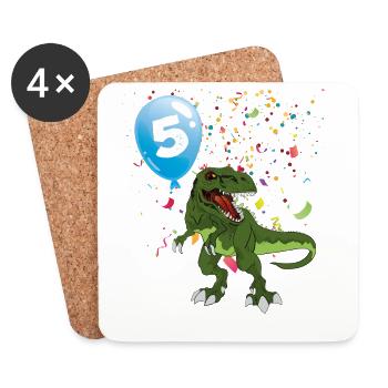 Dino Party Balloon 5 - Coasters (set of 4) - white - Front