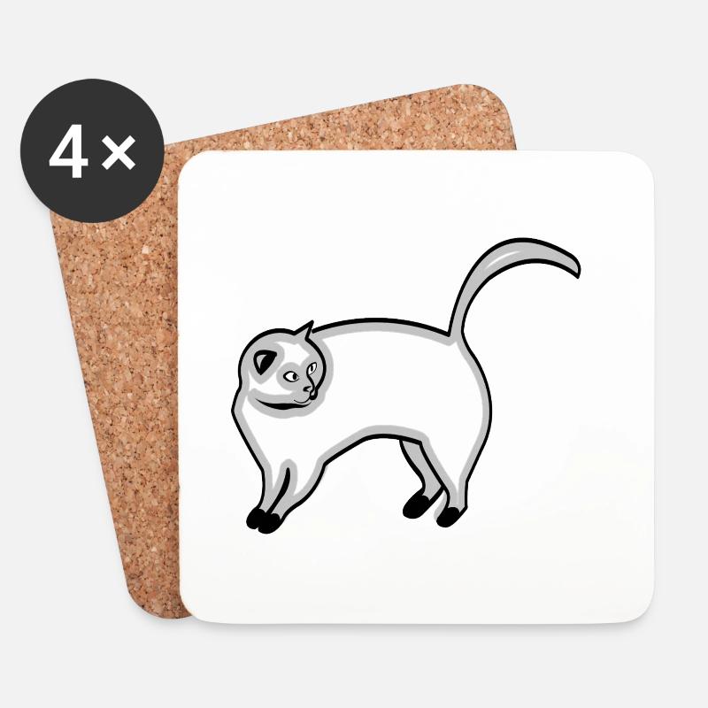 Katze - Untersetzer (4er-Set) - Weiß