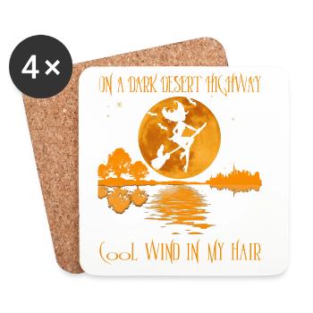 on a dark desert highway funny witch halloween - Coasters (set of 4) - white - Front