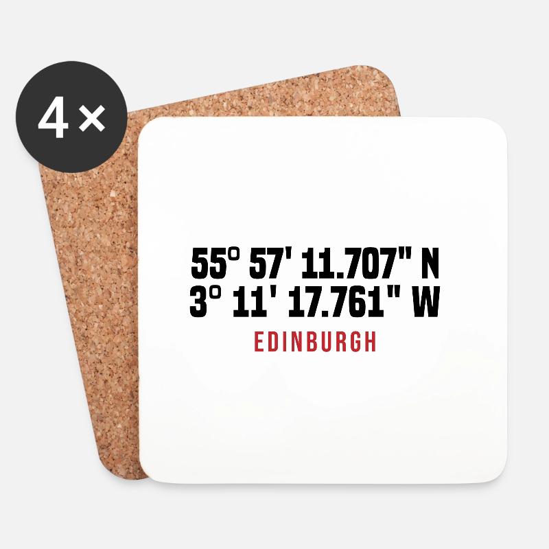 Edinburgh Koordinaten Typo - Untersetzer (4er-Set) - Weiß