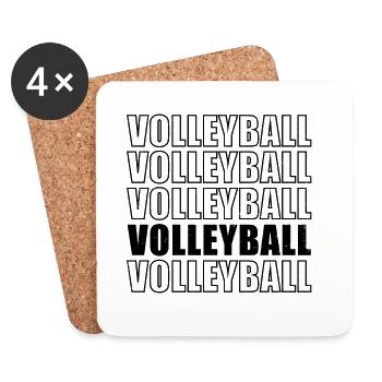 Volleyball Linien-Motiv - Untersetzer (4er-Set) - Weiß - Vorne